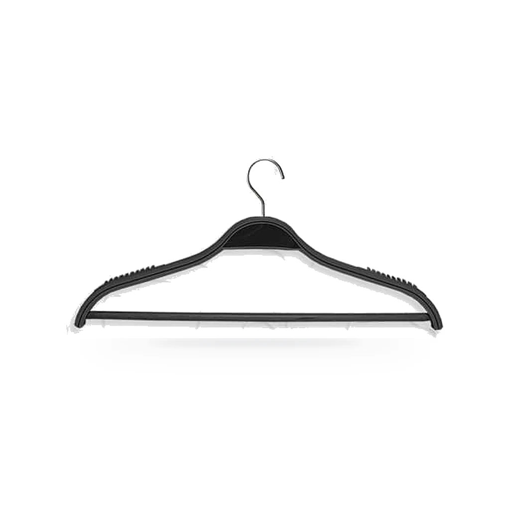 Cabide de Madeira com Silicone e Barra Preto