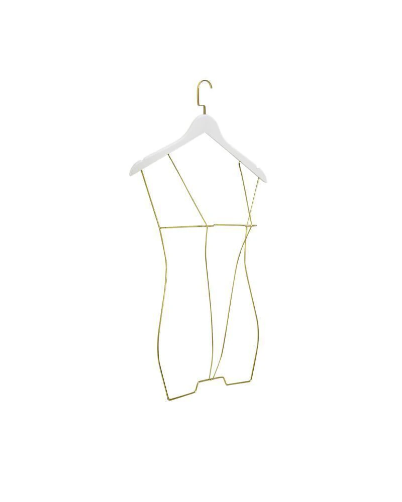 Cabide Silhueta 3D Branco com Arame Dourado