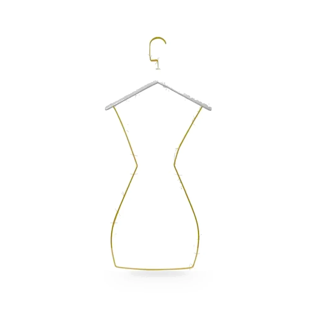 Cabide Silhueta Simples Branco Arame Dourado